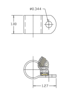 40136 P CLIP FRAME 7/8 I.D P-SHAPED SHORT: CAD PLATED