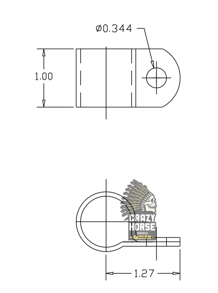 40136 P CLIP FRAME 7/8 I.D P-SHAPED SHORT: CAD PLATED