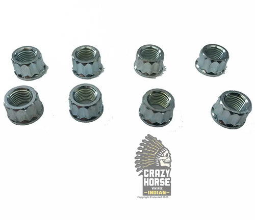 16A61-12 INDIAN CYLINDER BASE NUT SET (12 POINT NUTS)