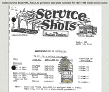 Load image into Gallery viewer, INDIAN GENERATOR SPECS AND MODELS THRU THE YEARS