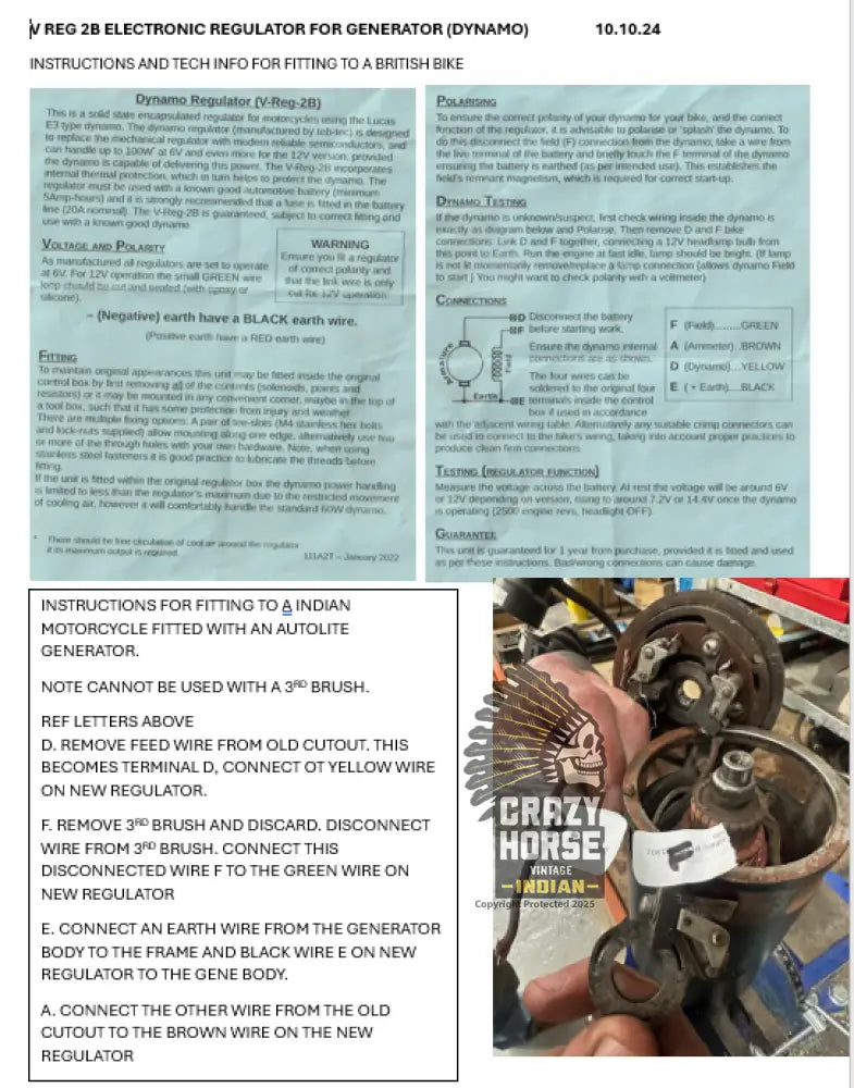 FITTING VREG2 REGULATOR TO AUTOLITE GENERATOR