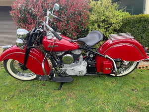 1948 Indian Chief 1200cc 3 speed 12v Cycle electric generator Whitewall tyres & Alloy rack