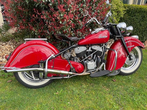 1948 Indian Chief 1200cc 3 speed 12v Cycle electric generator Whitewall tyres & Alloy rack