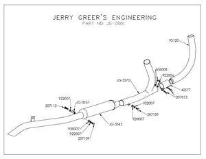 JG-2801 3 PC EXHAUST SYSTEM BARE METAL